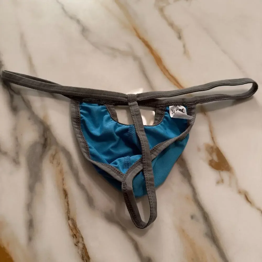NEW Blanc Menswear BL3675 Electrique E-String Thong Color Blue Size Medium